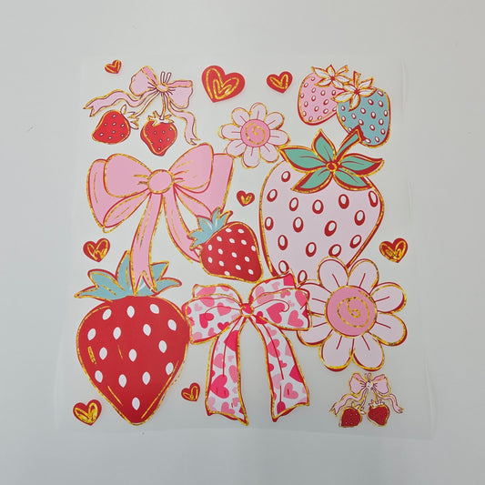 Summer Strawberry Hot Peel Custom Full Color Ready For Press DTF Print Transfer, Direct To Film (Copy) DTF Tea-Shirt Shoppe