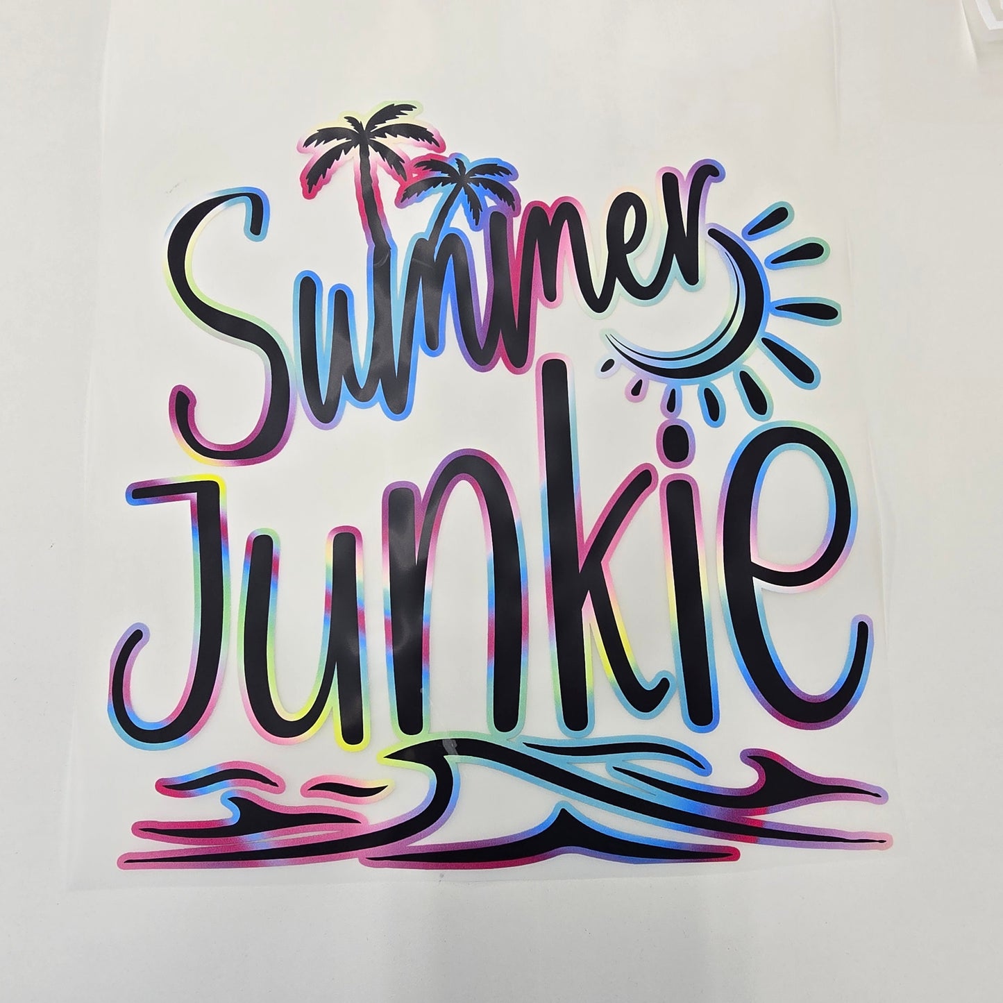 Summer Junkie Hot Peel Custom Full Color Ready For Press DTF Print Transfer, Direct To Film DTF Tea-Shirt Shoppe