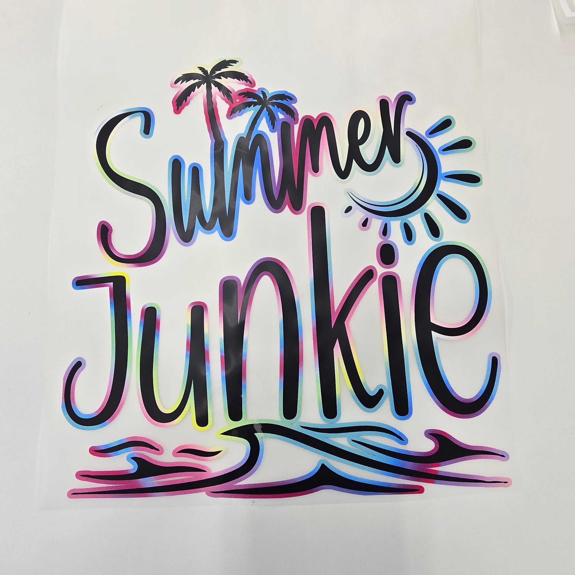 Summer Junkie Hot Peel Custom Full Color Ready For Press DTF Print Transfer, Direct To Film DTF Tea-Shirt Shoppe