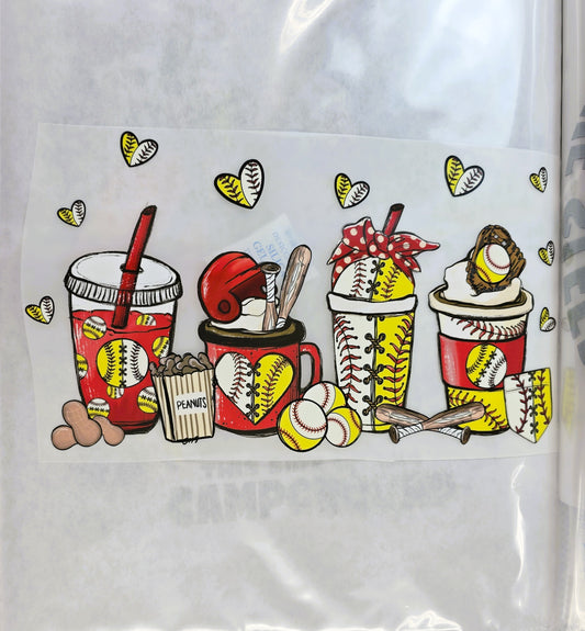 Game Day Drinks Baseball & Softball Hot Peel Custom Full Color Ready For Press DTF Print Transfer, Direct To Film Tea-Shirt Shoppe