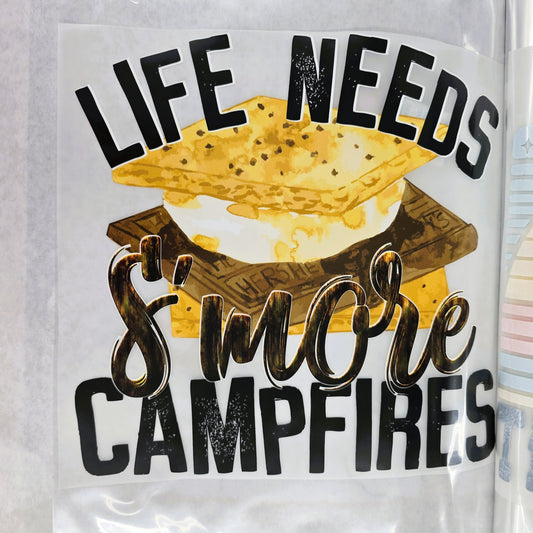 Live Needs Smore Campfires Hot Peel Custom Full Color Ready For Press DTF Print Transfer, Direct To Film Tea-Shirt Shoppe