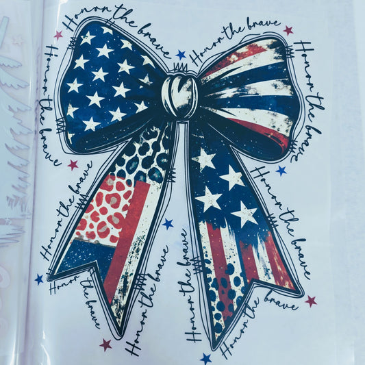 Coquette American Bow Hot Peel Custom Full Color Ready For Press DTF Print Transfer, Direct To Film Tea-Shirt Shoppe