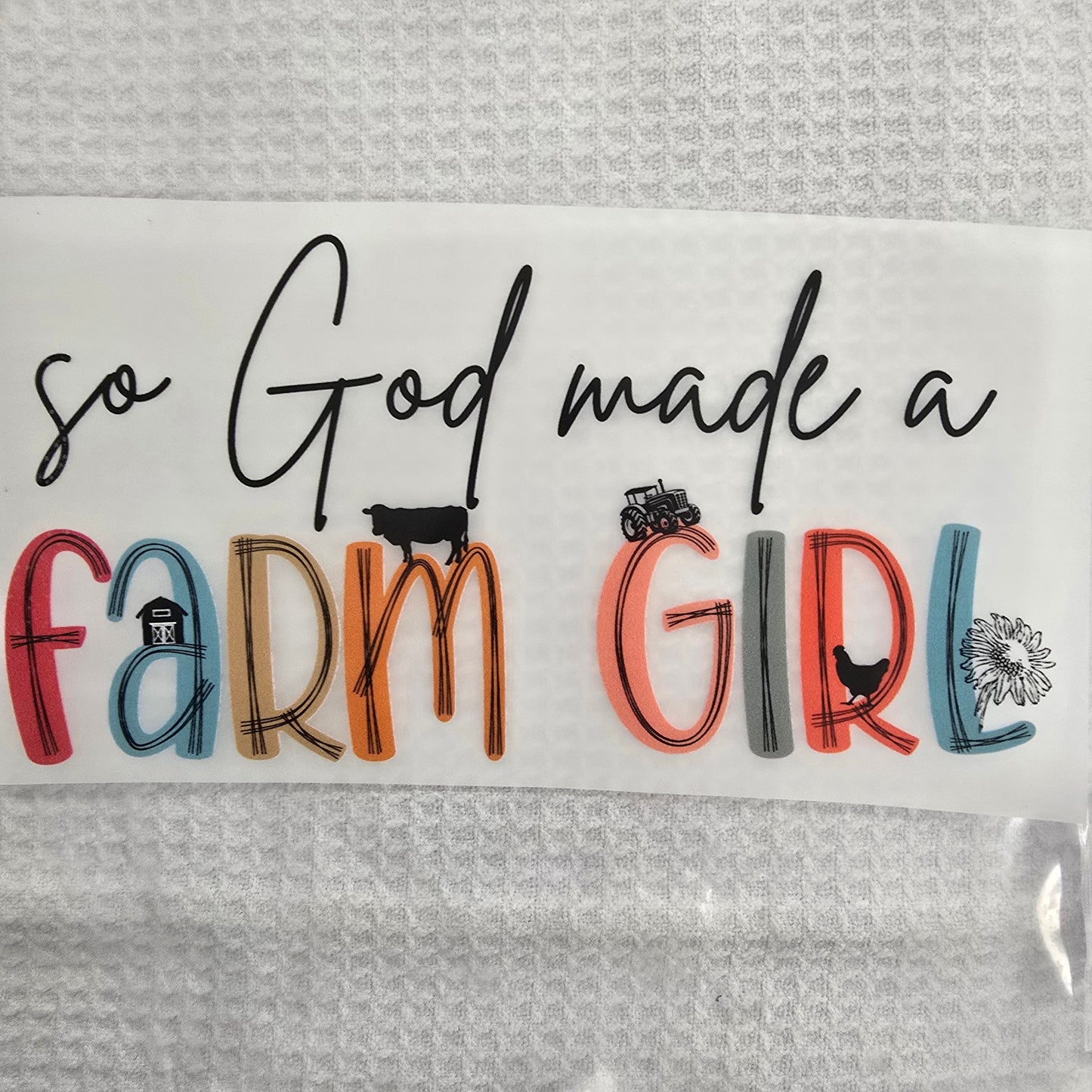 Farm Girl Hot Peel Custom Full Color Ready For Press DTF Print Transfer, Direct To Film