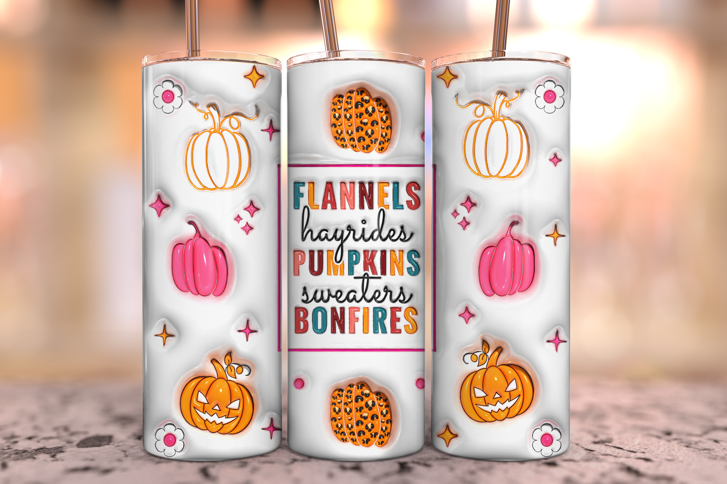 Pumpkins Bonfire & Hayrides Stainless Steel Tumbler Food & Beverage Carriers Tea Shirt Shoppe