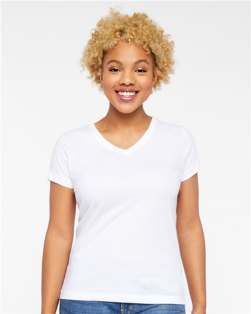 Women's Fine Jersey V-Neck Tee - 3507