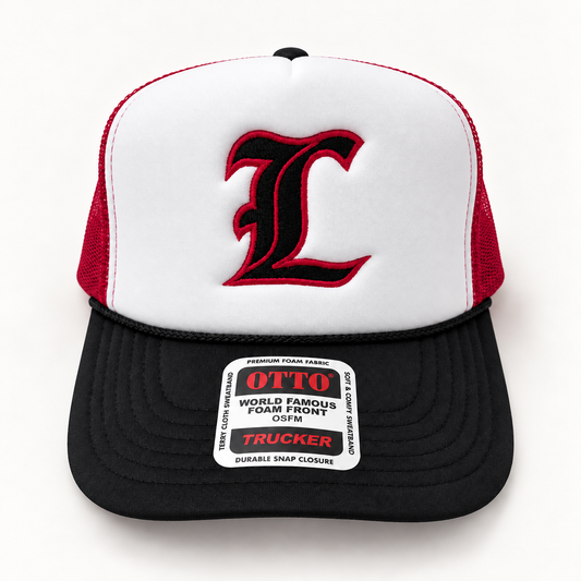 Embroidered Lamar Trucker Hat in black