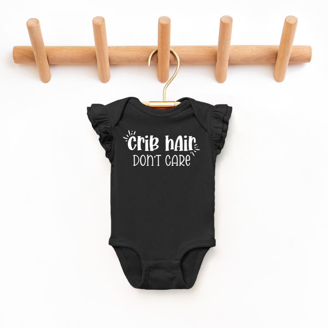Crib Hair Don't Care Infant Flutter Sleeve Graphic Tee