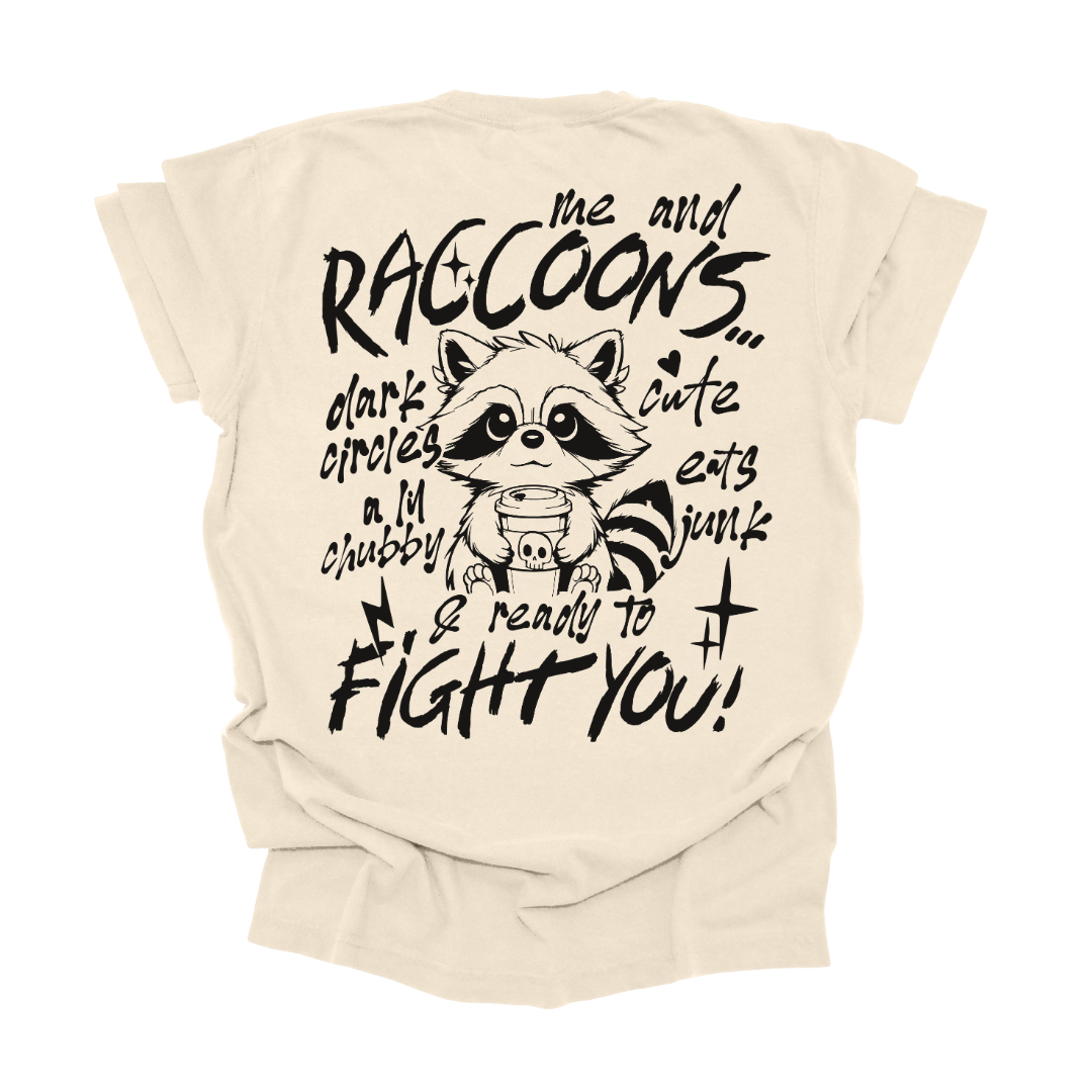 Me & Raccoons Graphic Tee T-shirt Tea Shirt Shoppe S Ivory