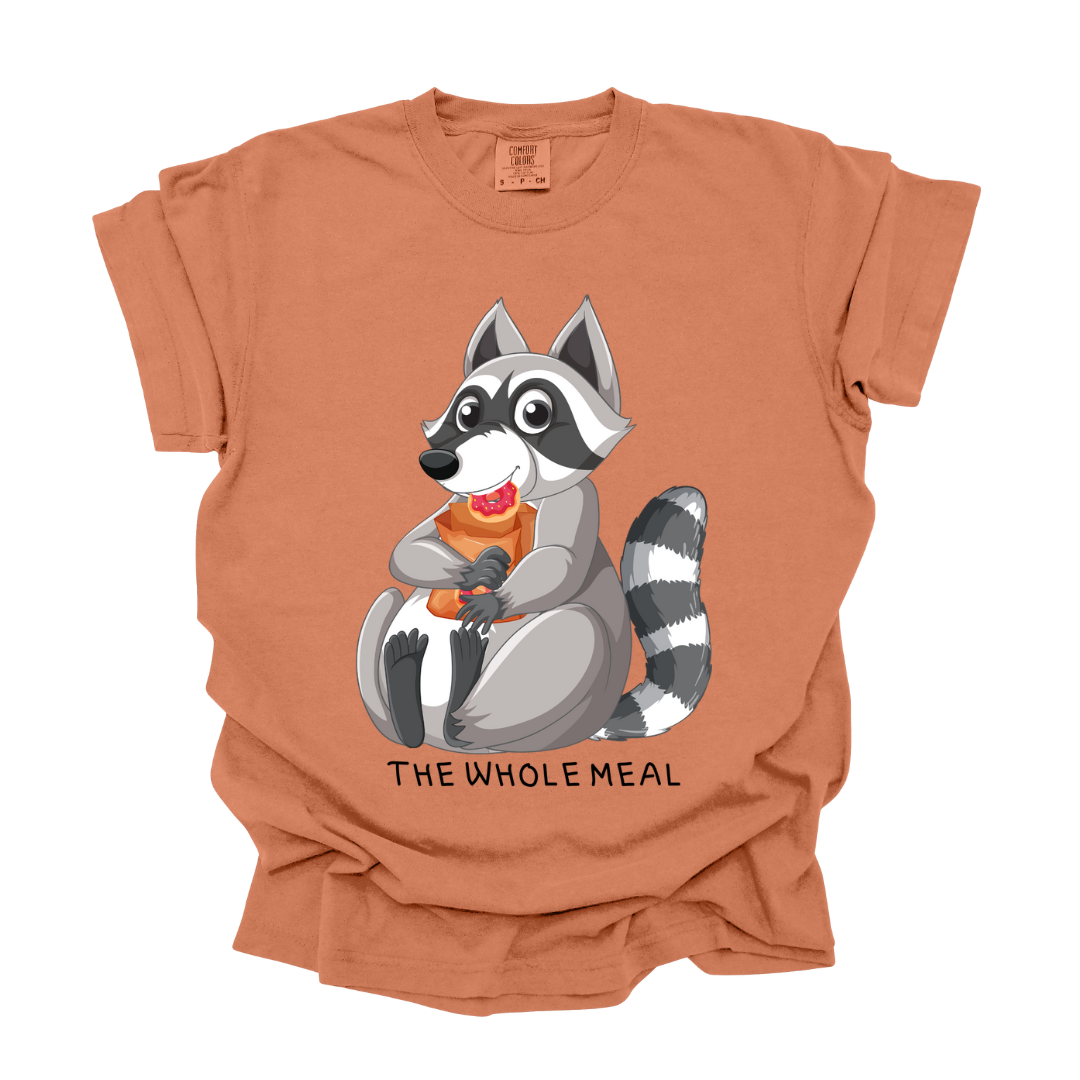 The Whole Meal Racoon Graphic Tee T-shirt Tea Shirt Shoppe