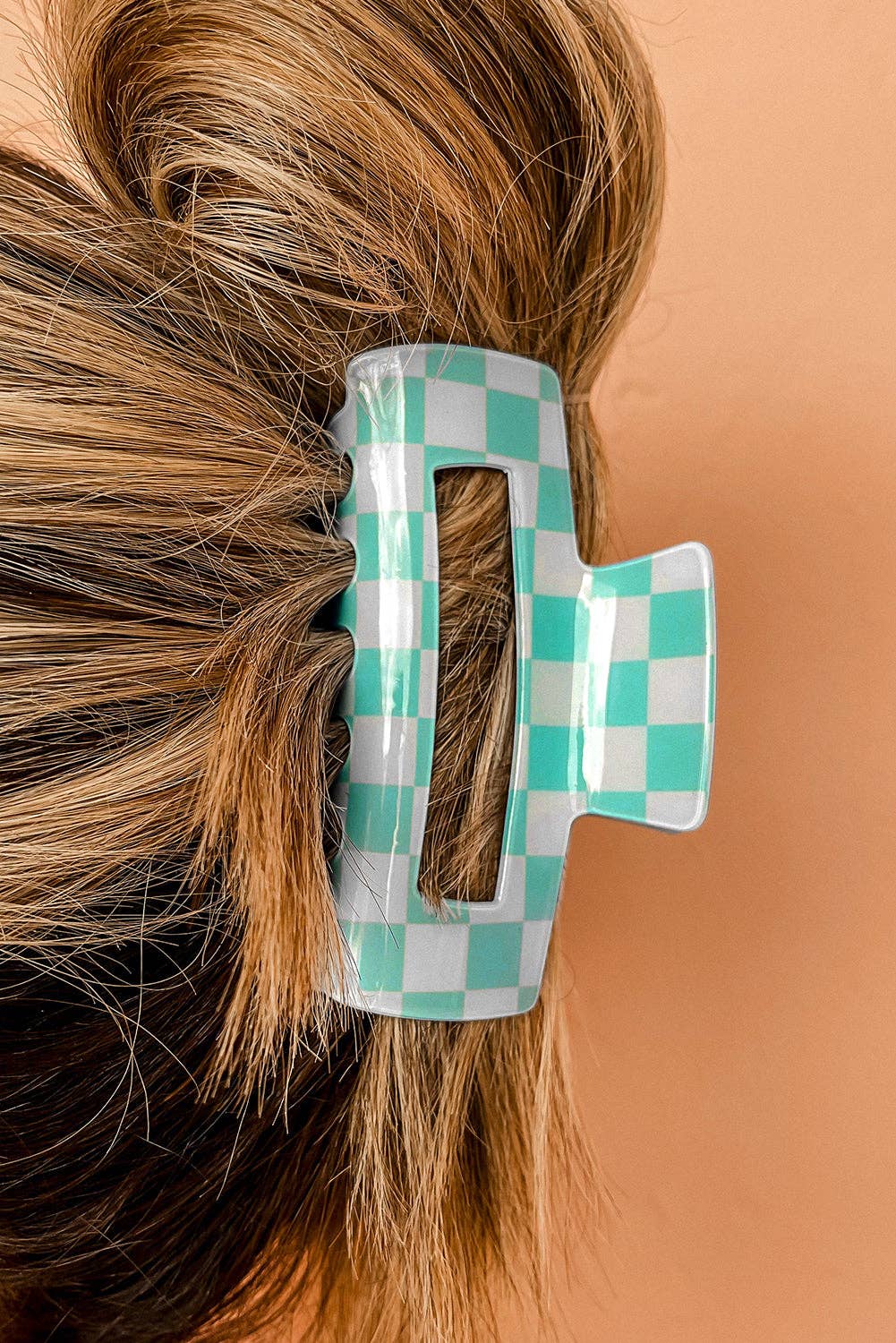 Black Checkered Print Hollow Out Hair Clip