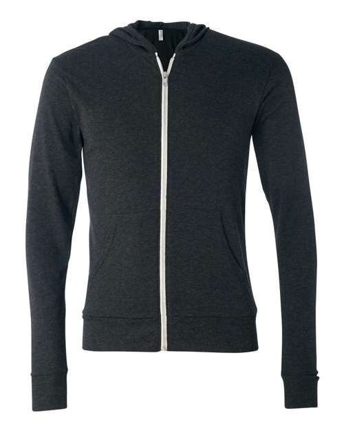Unisex Triblend Lightweight Full-Zip Hooded Long Sleeve Tee - 3939