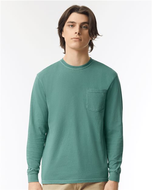 Unisex Garment-Dyed Heavyweight Long Sleeve Pocket T-Shirt - 4410