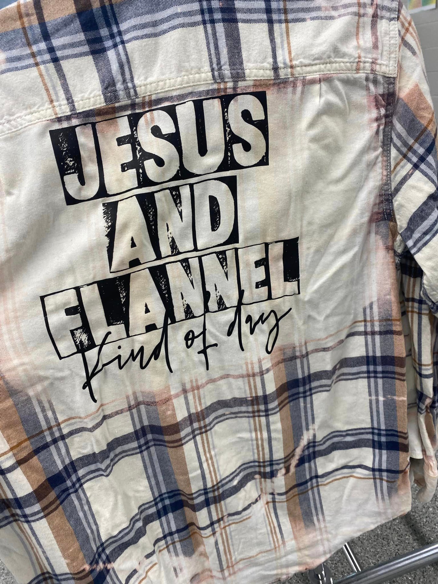 Jesus & Flannel Blue Plaid Bleached Flannel