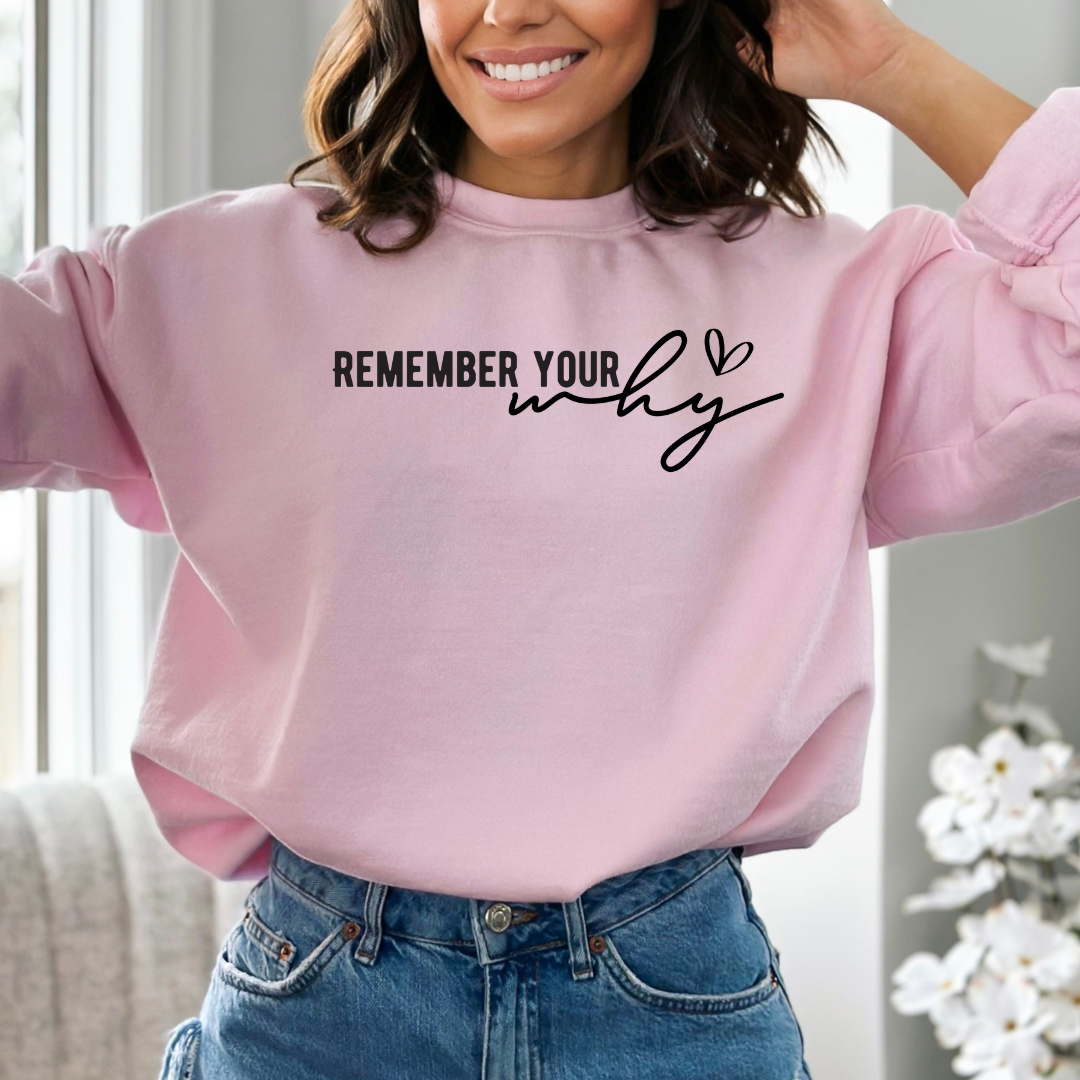 Remember Your Why Graphic Sweatshirt Sweatshirt Tea Shirt Shoppe Small Lt Pink