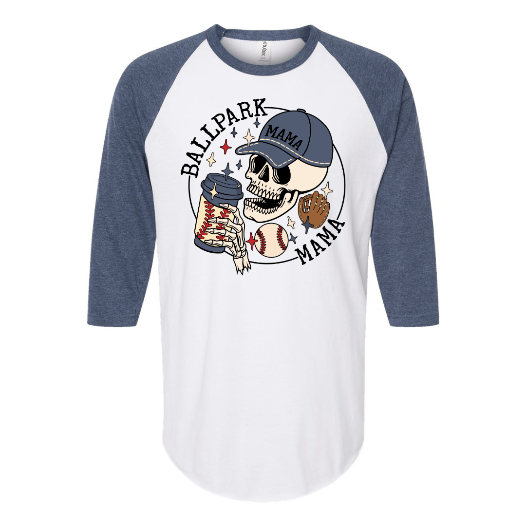 Baseball Mama Raglan Graphic Tee T-shirt Tea Shirt Shoppe XS Denim