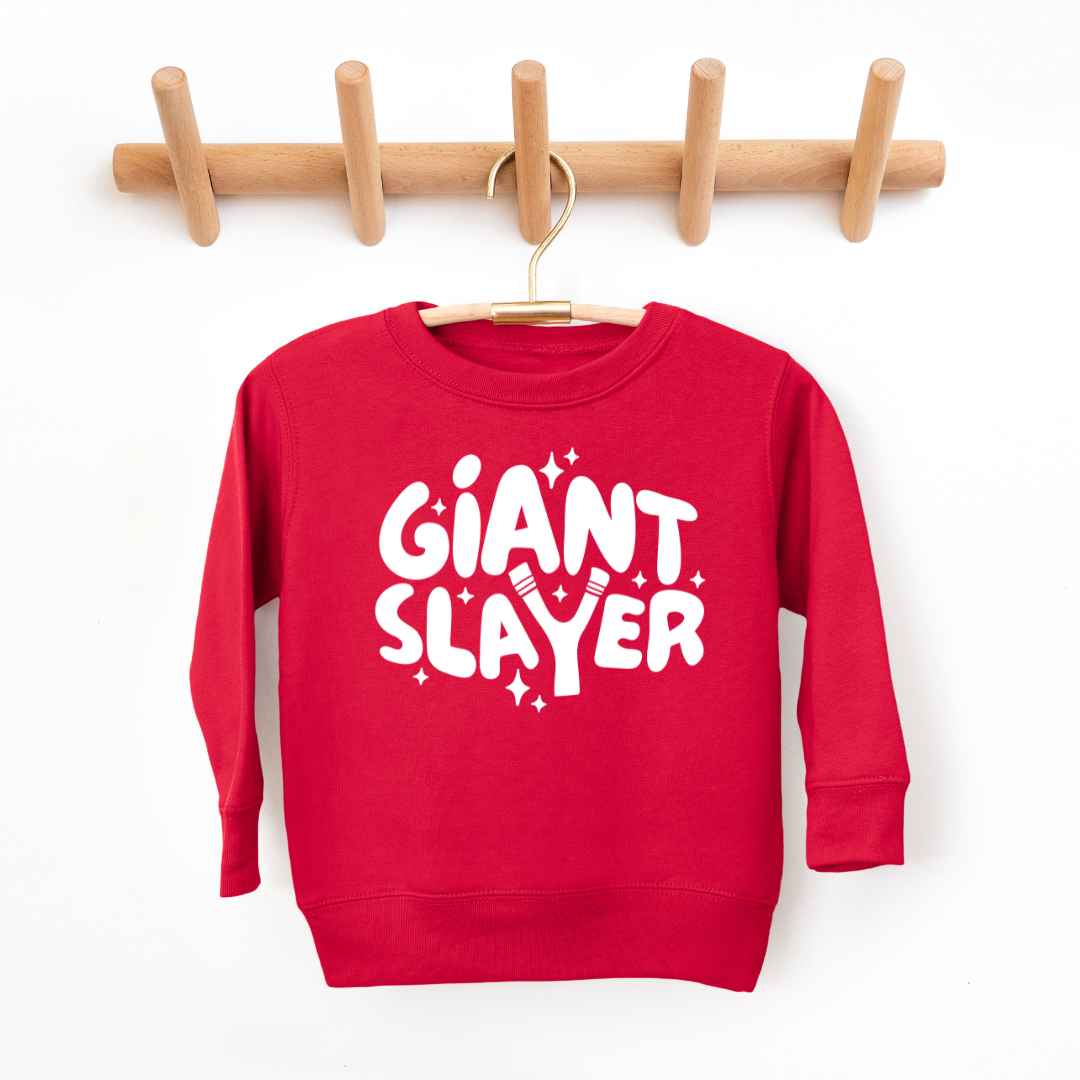 Giant Slayer Youth & Toddler Sweatshirt Youth Graphic Sweatshirt Tea Shirt Shoppe 2T Red