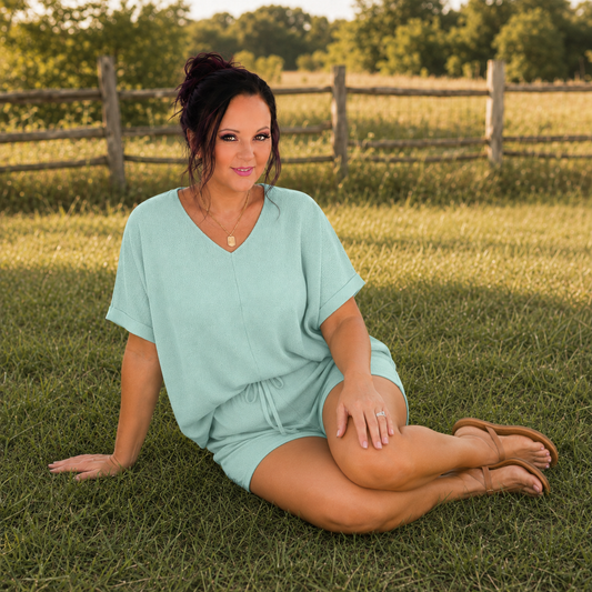 V-Neck Half Sleeve Top and Shorts Set