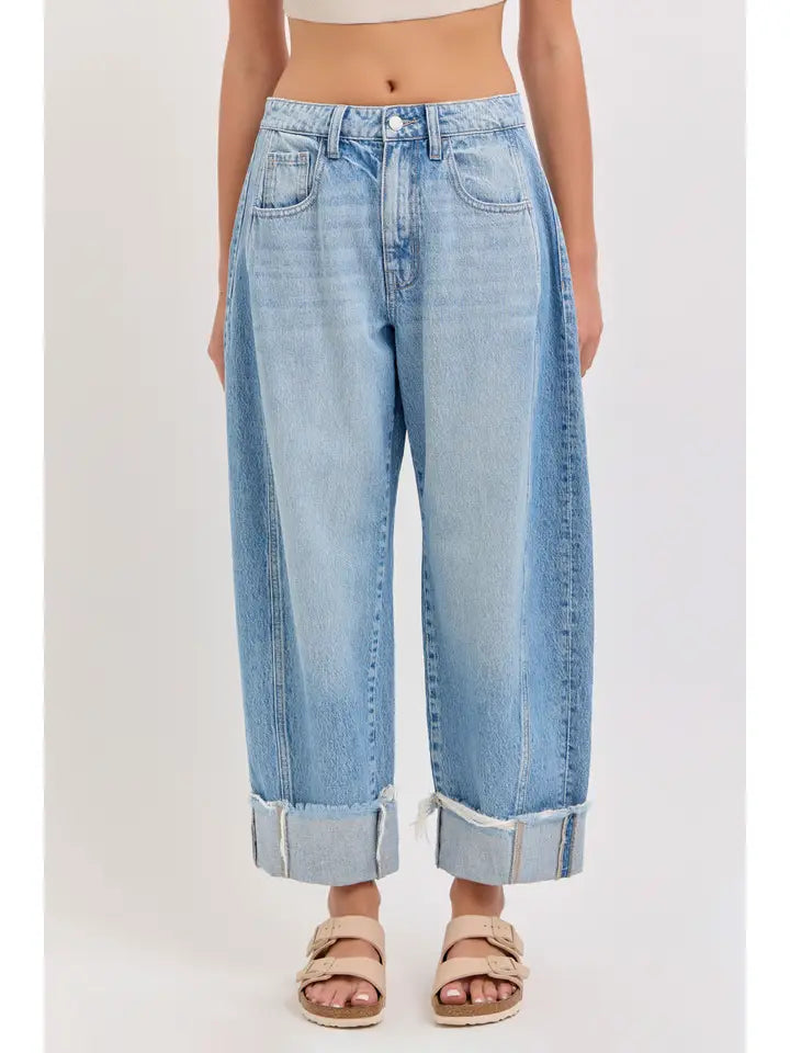 Mid Waisted Barrel Leg with Cuff