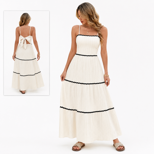 Contrast Trim Bow Back Cami Maxi Dress for Women