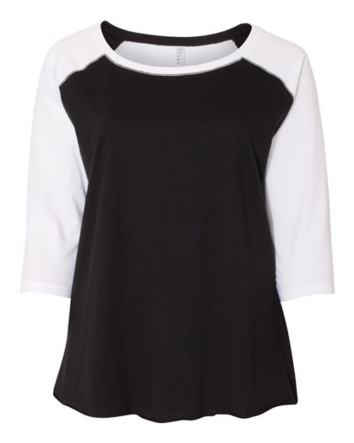 Women's Curvy Collection Baseball Three-Quarter Sleeve Tee - 3830
