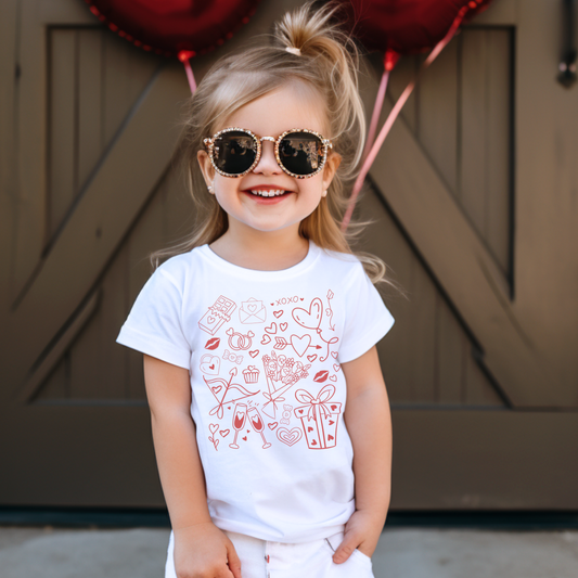 Vintage 90's Valentine Youth & Toddler Graphic Tee Youth Graphic Tee Tea Shirt Shoppe 2T White