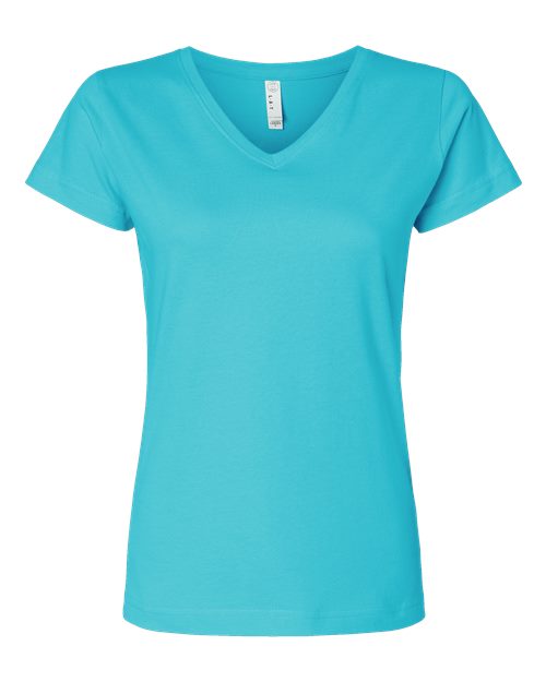 Women's Fine Jersey V-Neck Tee - 3507