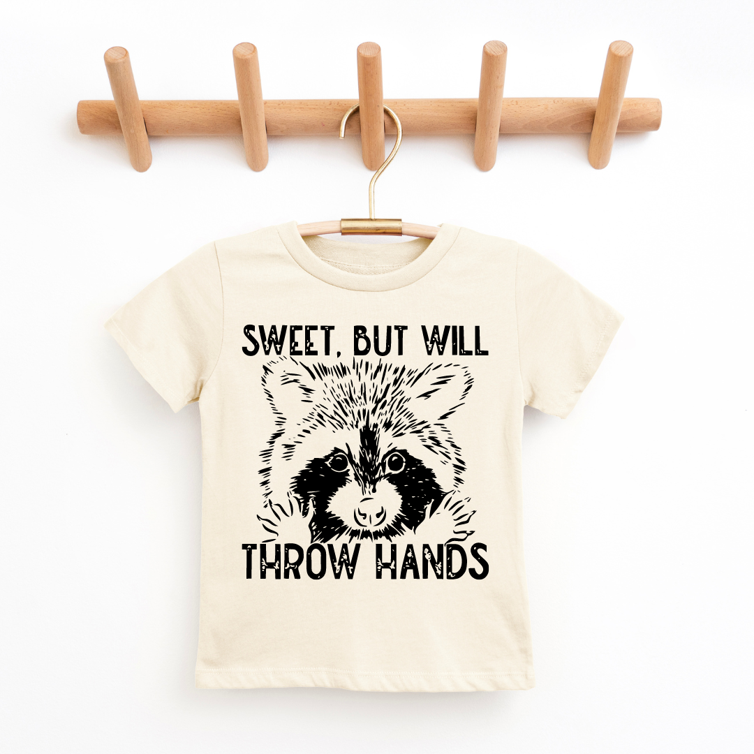 Sweet But Will Throw Hands Hot Peel Custom Full Color Ready For Press DTF Print Transfer, Direct To Film DTF Tea-Shirt Shoppe