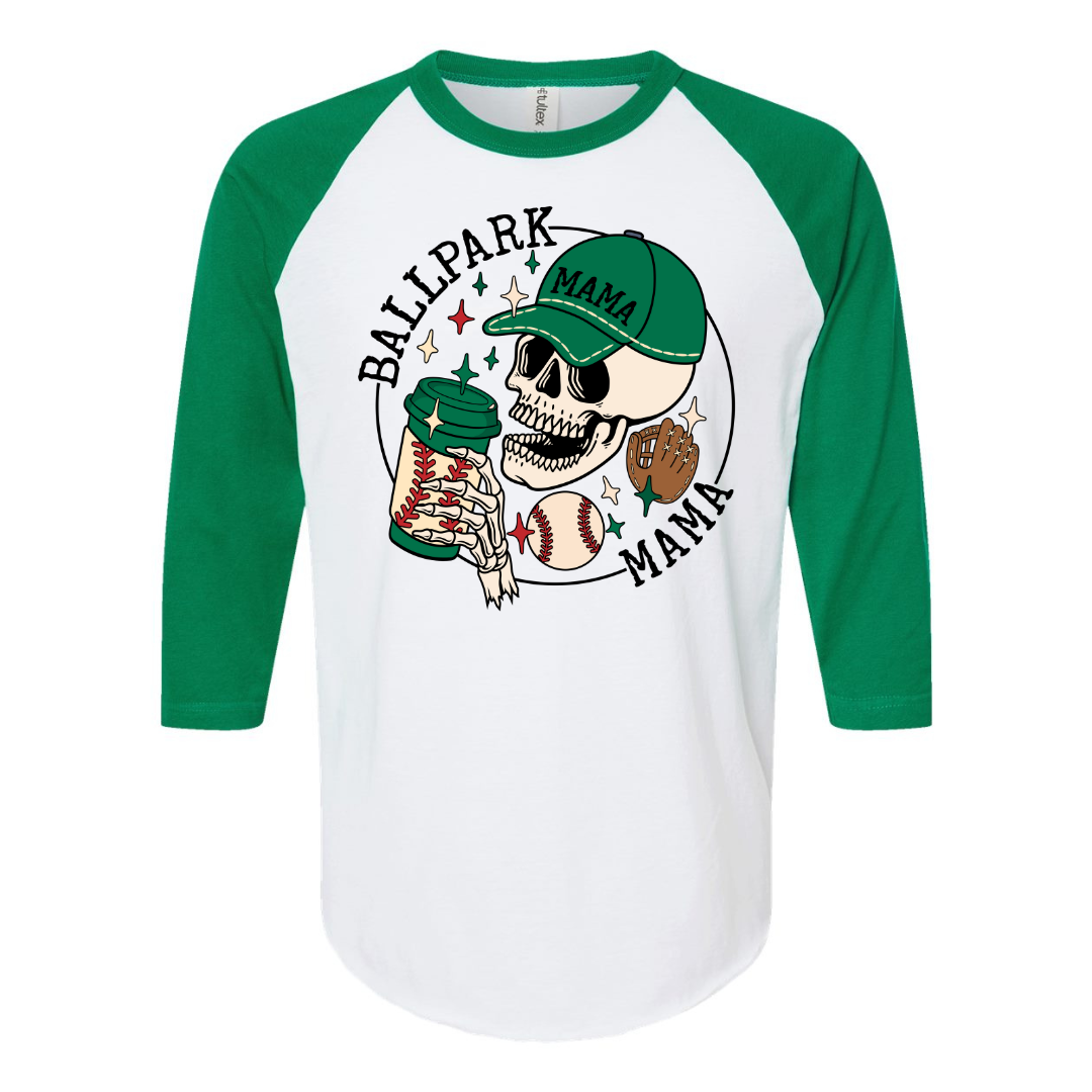 Baseball Mama Raglan Graphic Tee T-shirt Tea Shirt Shoppe XS Kelly