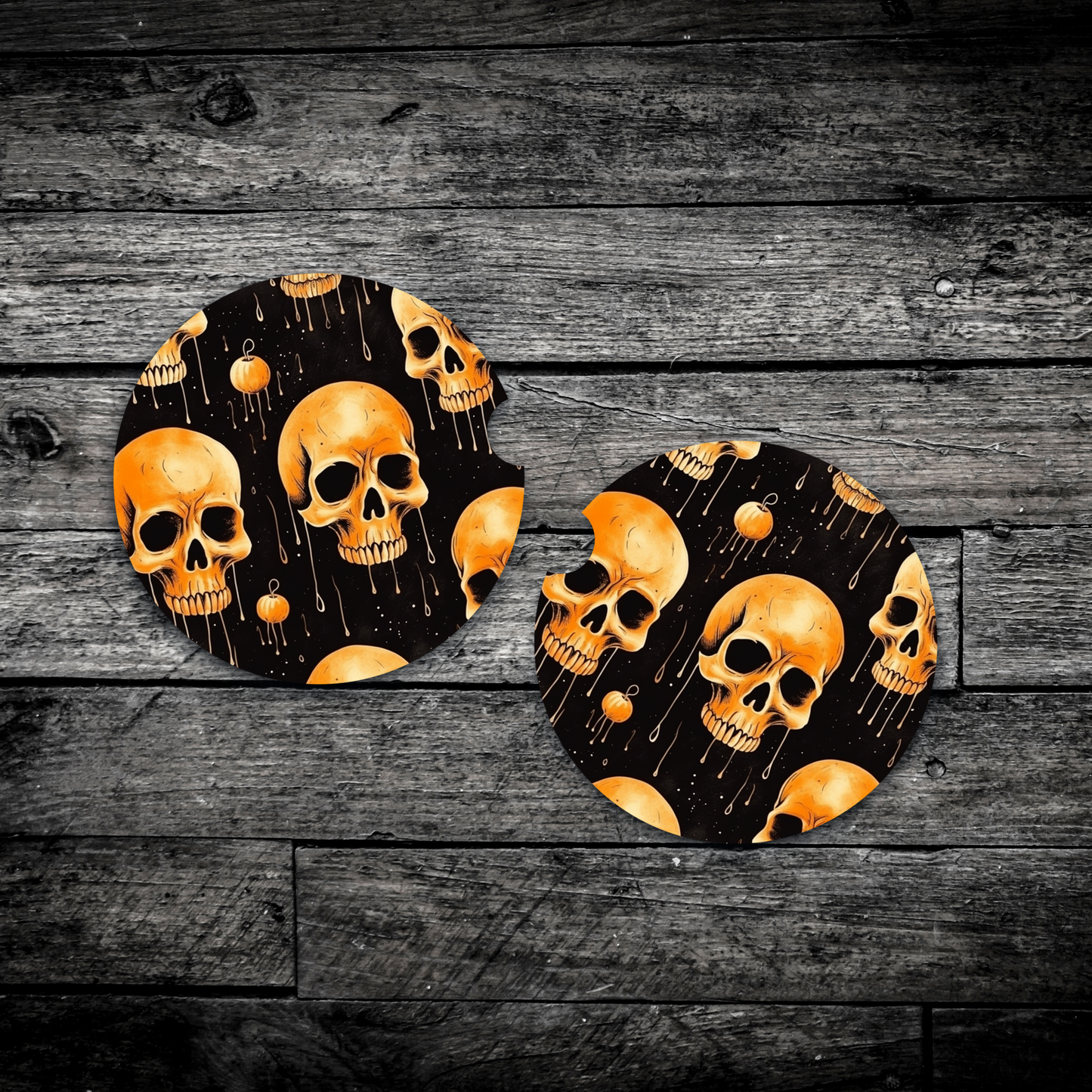 Skull Drip Halloween Car Coasters