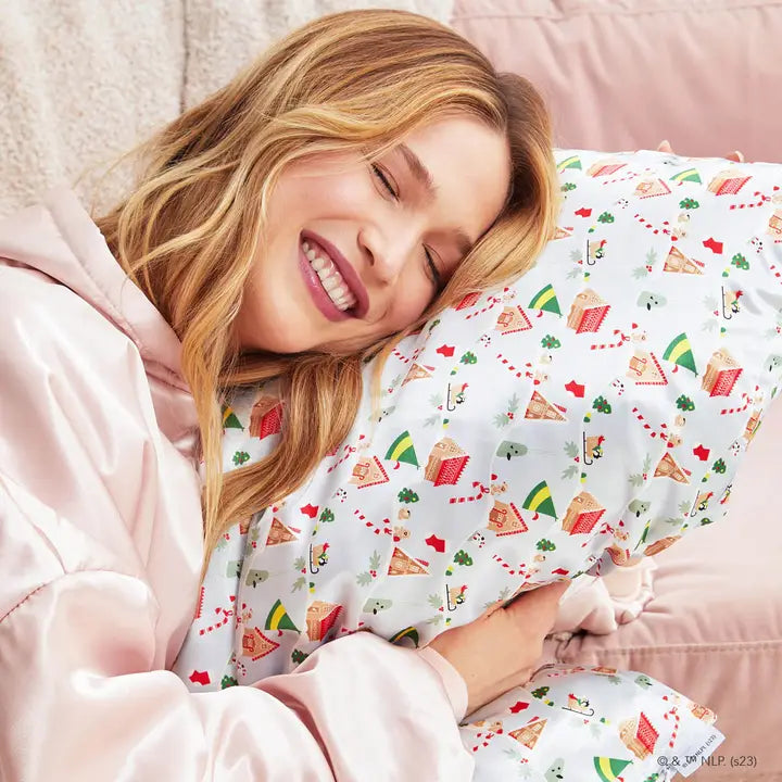 Elf X Kitsch Satin Pillowcase- Periwinkle Christmas