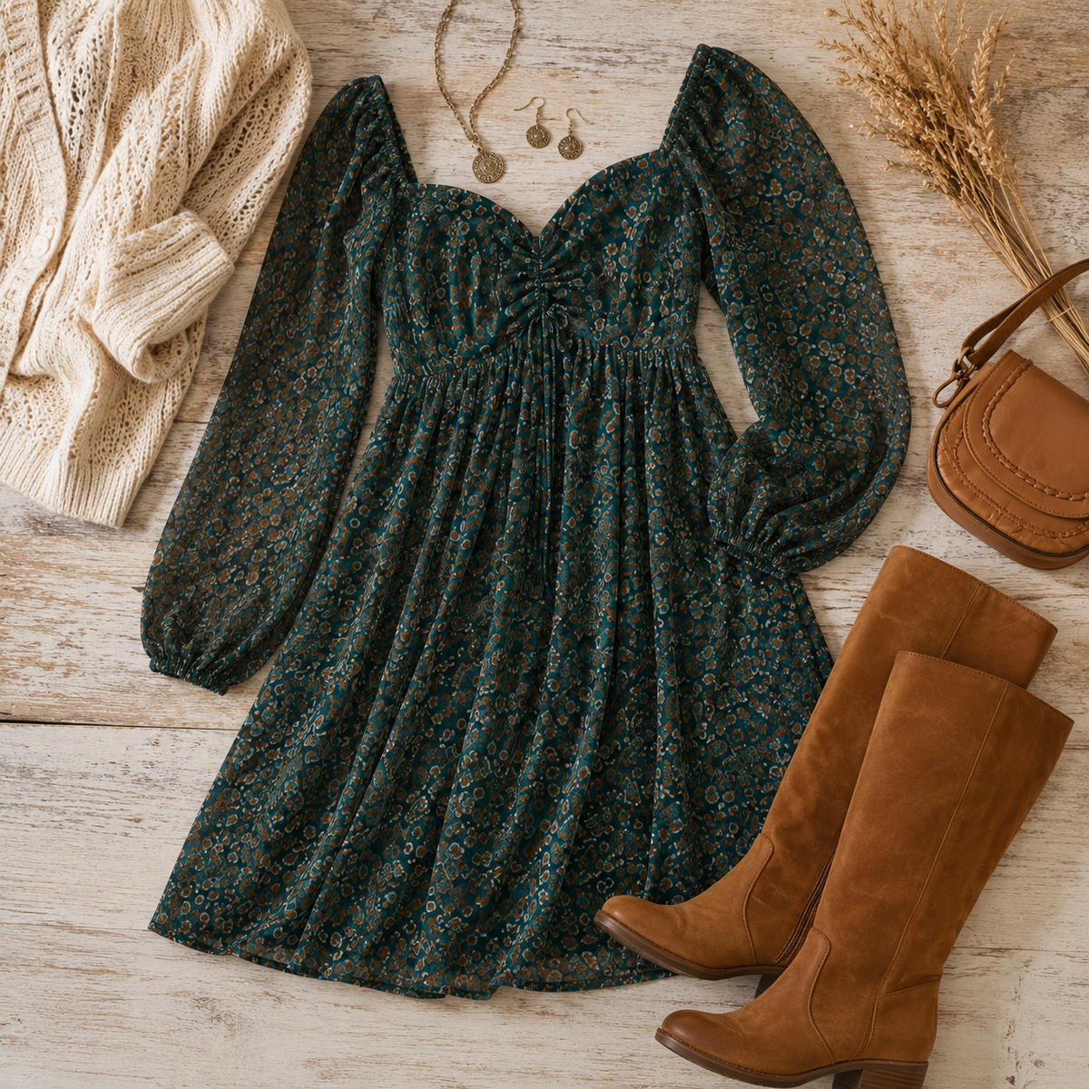 Romantic Boho Chiffon Floral Babydoll Mini Dress