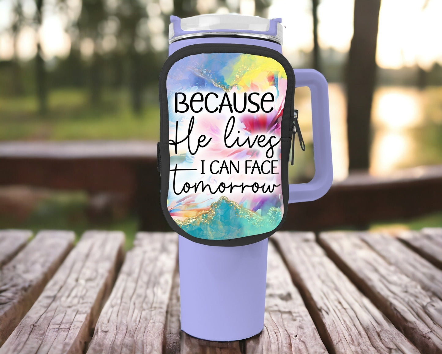 Because He Lives Zippered Pouch/Bag For 40oz Tumbler
