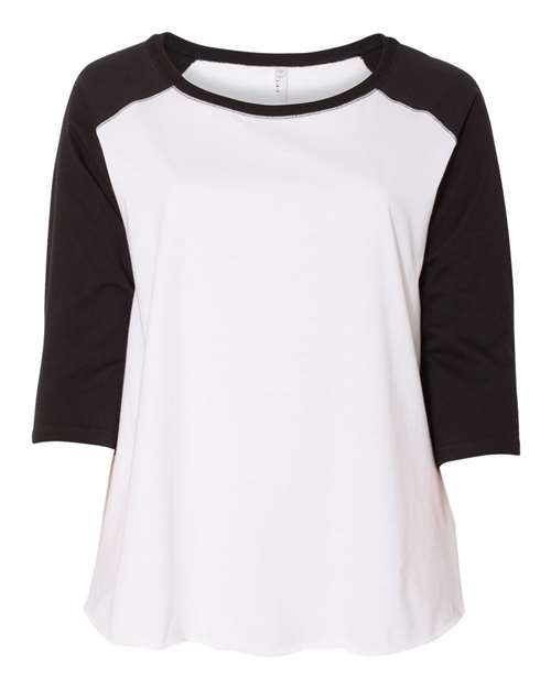 Women's Curvy Collection Baseball Three-Quarter Sleeve Tee - 3830
