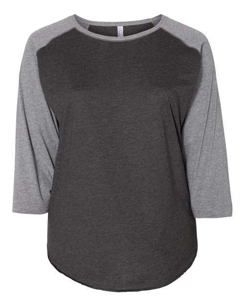 Women's Curvy Collection Baseball Three-Quarter Sleeve Tee - 3830