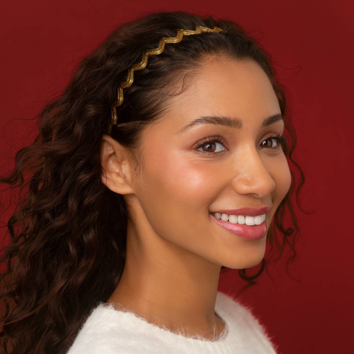 Recycled Plastic Zigzag Headbands 2pc Set - Gold & Red – alternate view 5