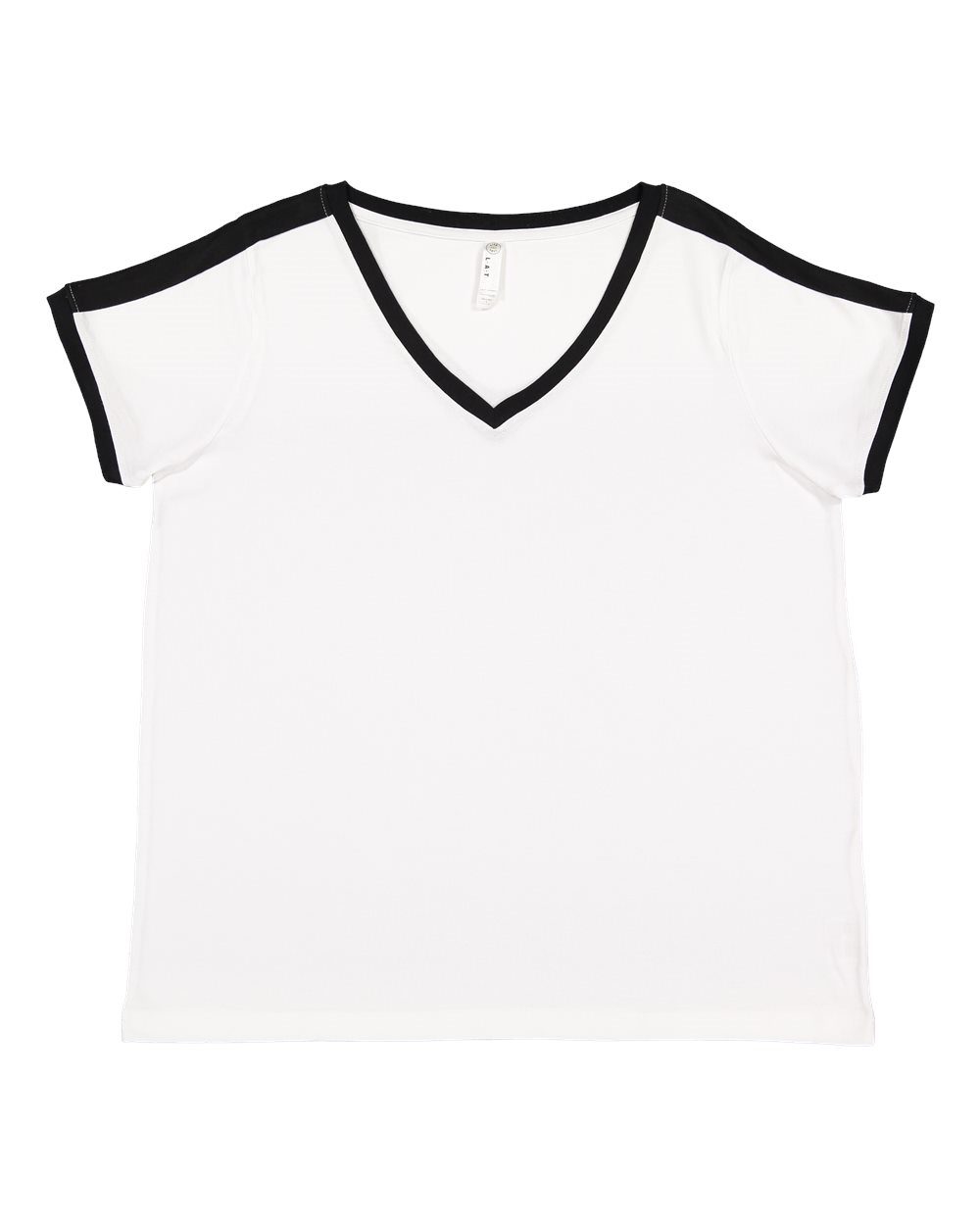 Women's Curvy Retro Ringer Premium Jersey V-Neck Tee - 3832