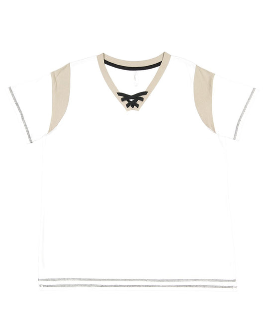Women's Curvy Lace Up Fine Jersey Tee - 3833