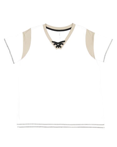 Women's Curvy Lace Up Fine Jersey Tee - 3833