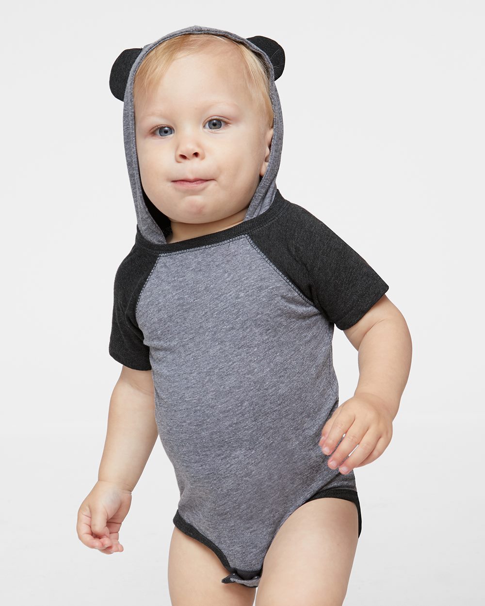 Infant Fine Jersey Raglan Bodysuit with Hood & Ears - 4417