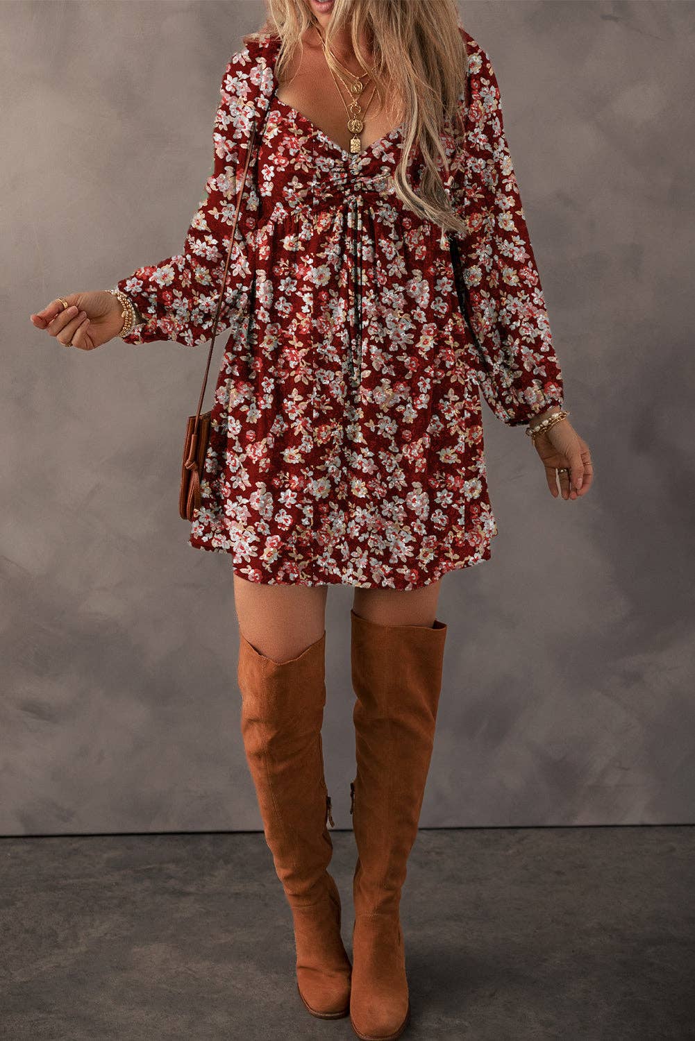 Romantic Boho Chiffon Floral Babydoll Mini Dress
