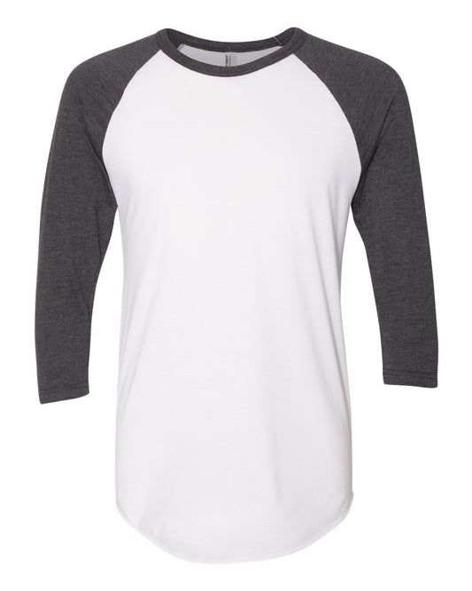 Unisex USA-Made 50/50 Poly/Cotton Raglan Three-Quarter Sleeve Tee - BB453US