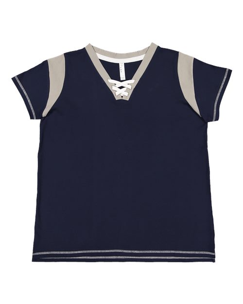 Women's Curvy Lace Up Fine Jersey Tee - 3833