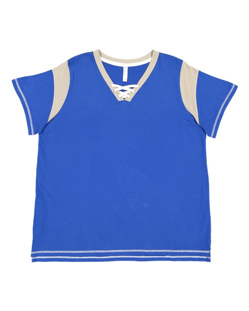 Women's Curvy Lace Up Fine Jersey Tee - 3833