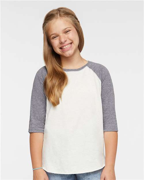 Youth Baseball Fine Jersey Three-Quarter Sleeve Tee - 6130