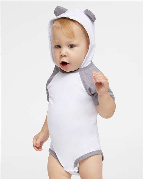 Infant Fine Jersey Raglan Bodysuit with Hood & Ears - 4417