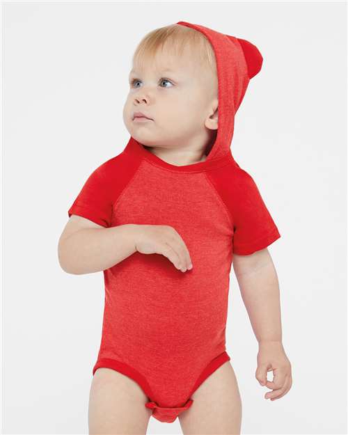 Infant Fine Jersey Raglan Bodysuit with Hood & Ears - 4417