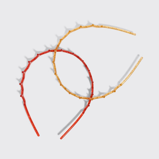 Recycled Plastic Zigzag Headbands 2pc Set - Gold & Red – alternate view 2
