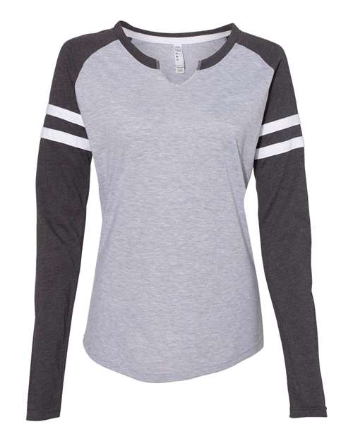Women's Fine Jersey Mash Up Long Sleeve T-Shirt - 3534