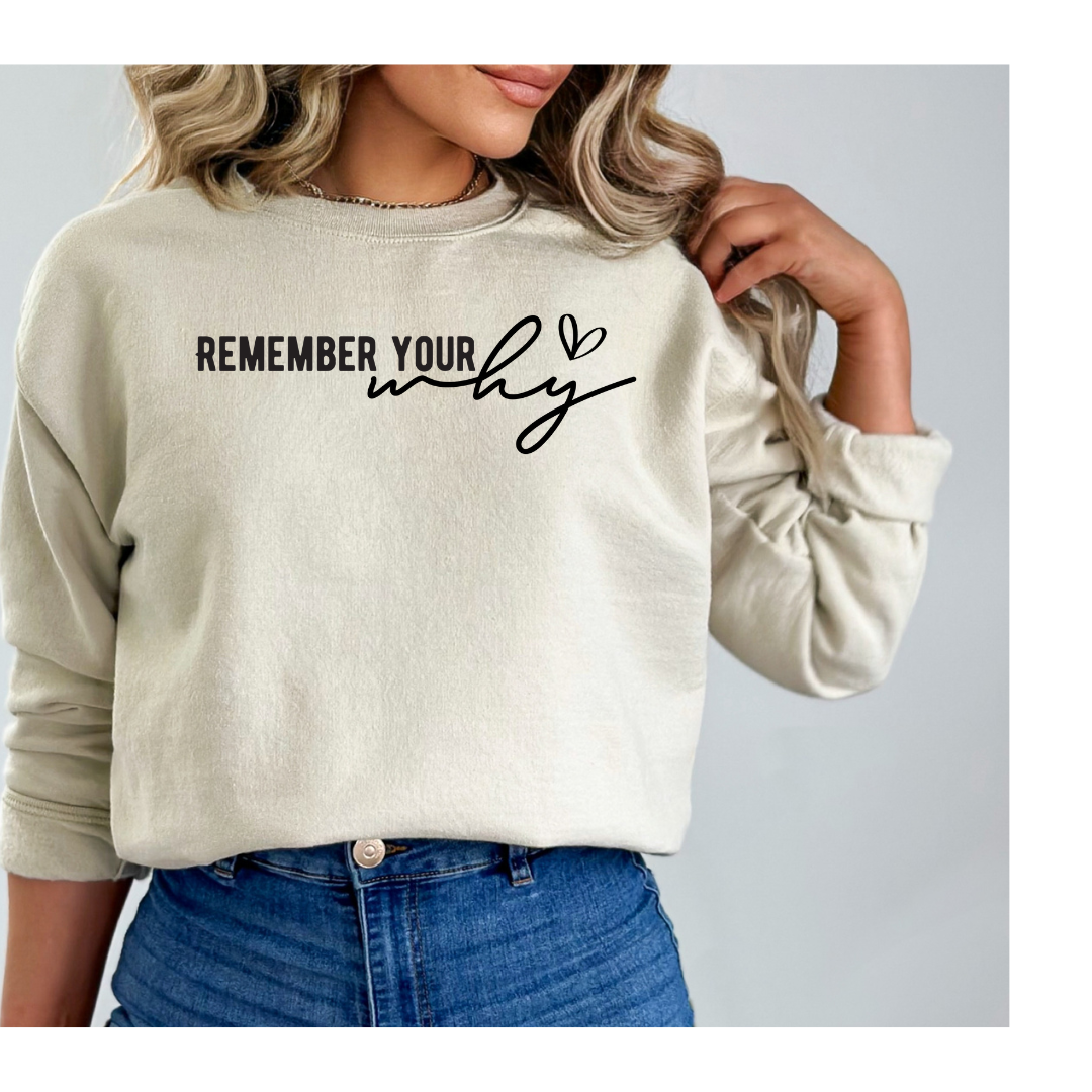 Remember Your Why Graphic Sweatshirt Sweatshirt Tea Shirt Shoppe Small Sand