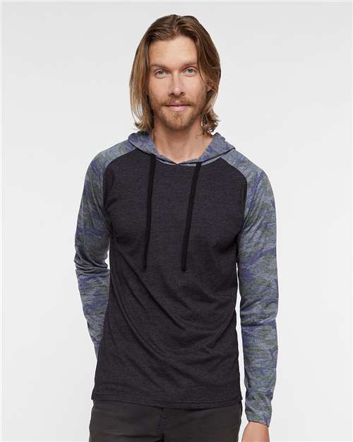 Unisex Fine Jersey Hooded Long Sleeve Raglan T-Shirt - 6917